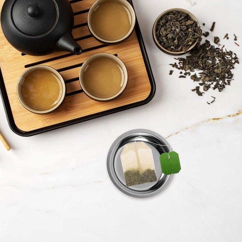 KICHOUSE Stainless Steel Tea Bag Coaster Tray - Tea Bag Holder Dish for Home Office Restaurant Use Drip Catcher and Storage Organizer - Image 3